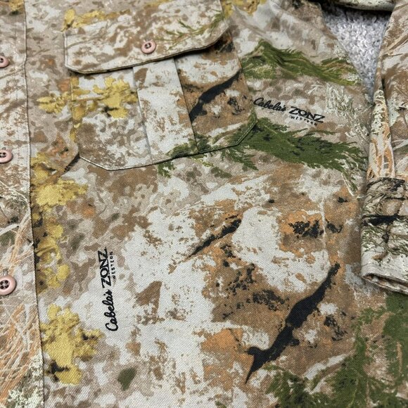 Cabelas Zonz Western Men's Small Camo Woodland Button Up Hunting Shirt NWOT - Picture 6 of 9